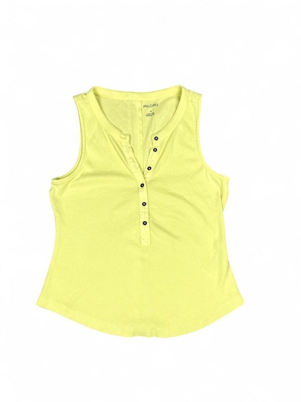 Pilcro Sleeveless Henley Tank Top - Yellow